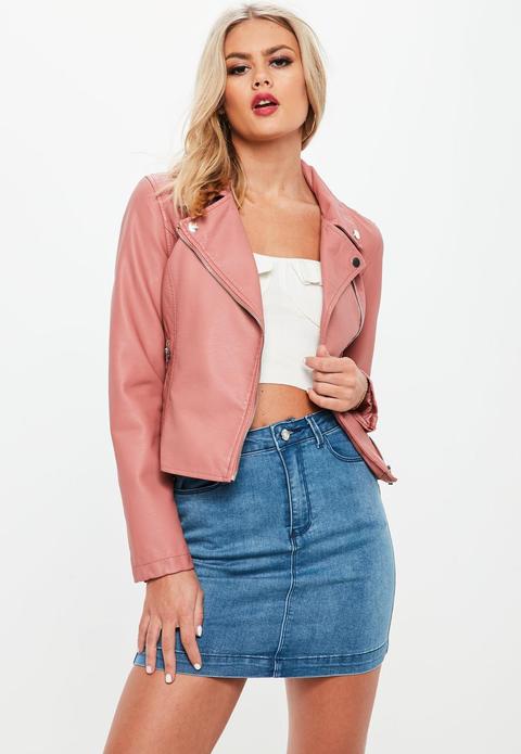 rose pink leather jacket