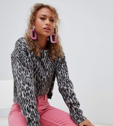 New Look Brushed Jumper In Leopard Print
