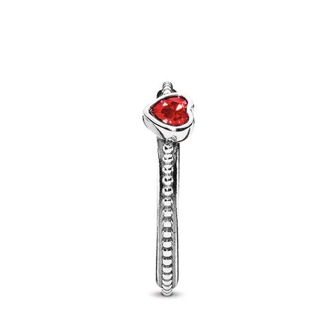 Anello In Argento Con Cuore Rosso