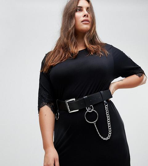 Asos Curve Chain & Ring Detail Waist & Hip Belt - Black