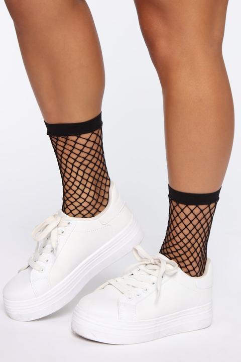 Fishnet socks shop with sneakers