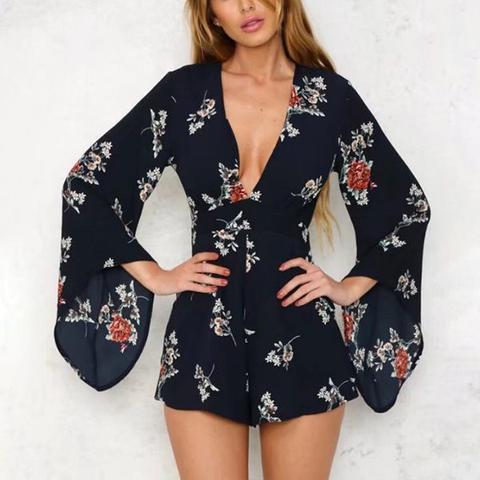 Erica Deep V Neck Floral Playsuit