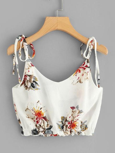 Tie Strap Florals Crop Cami Top