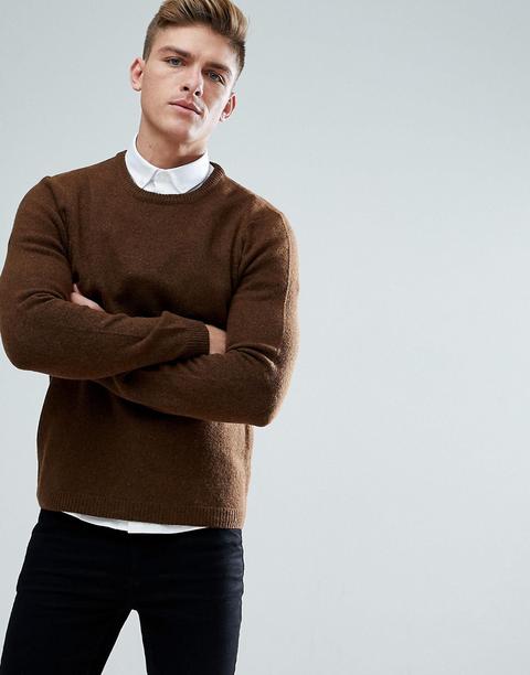 Asos - Maglione In Lana D'agnello Marrone - Marrone