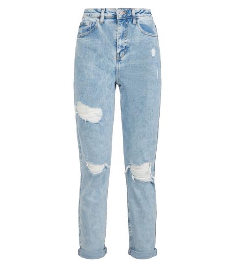 Pale Blue Ripped Tori Mom Jeans New Look from NEW LOOK on 21 Buttons