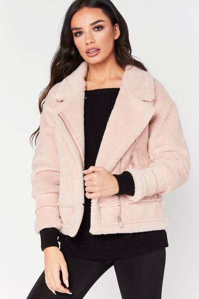 Arianna Pink Faux Fur Shearling Jacket