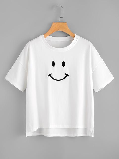 Dip Hem Smile Print Tee