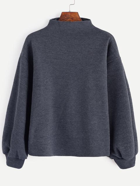 Jersey De Canalé De Manga Farol - Gris Oscuro