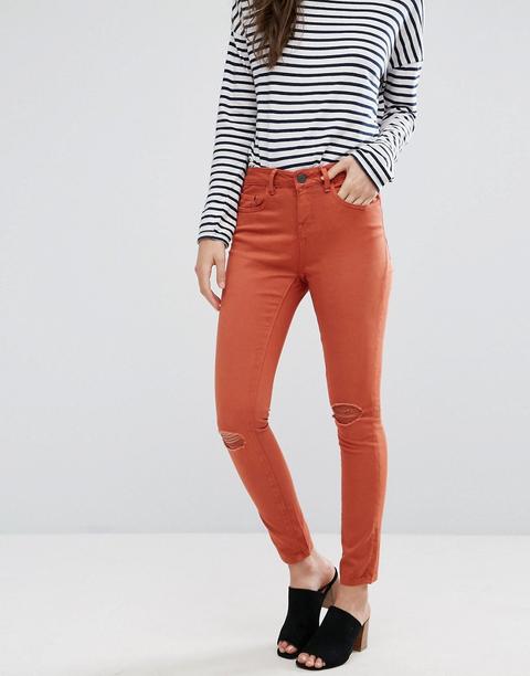 Waven - Freya - Jeans Skinny Alla Caviglia Con Abrasioni - Arancione