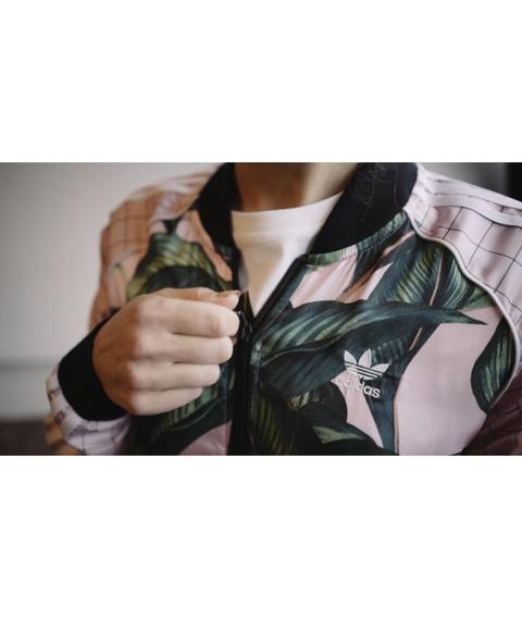 Adidas Palm Leaf Pink & Green Track Jacket | Zumiez de Zumiez en Buttons