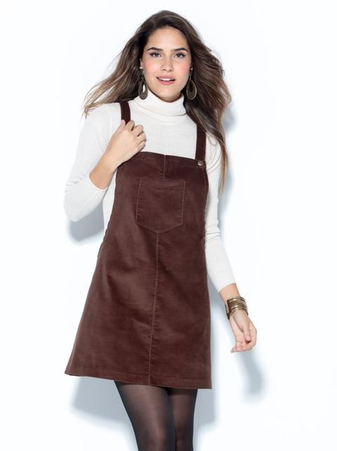 Vestido Peto Corto Micropana Elástica De Suave Tacto Marrón 36