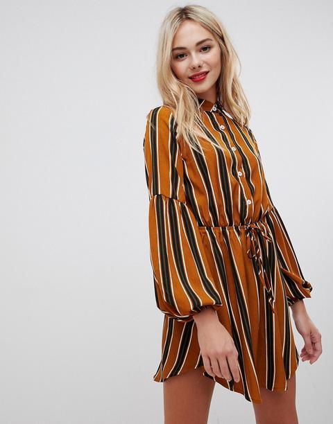 Parisian - Vestito Camicia Senza Colletto Con Stampa A Righe - Multicolore