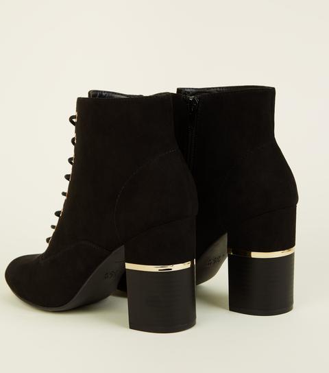 black lace heel boots
