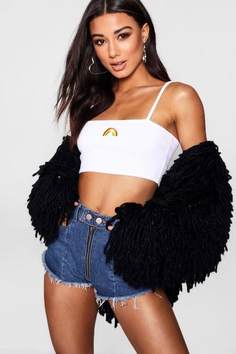 Rainbow Embroidered Square Neck Bralet