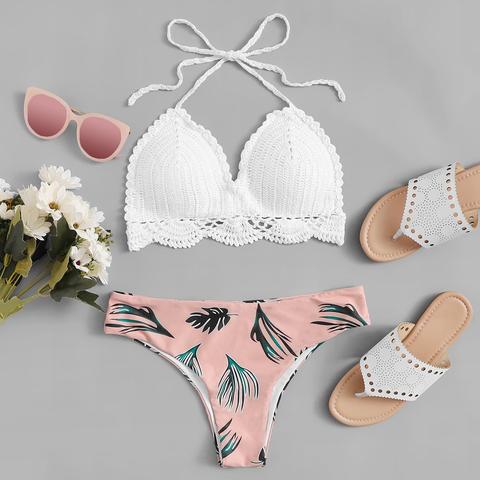 Set Bikini All'uncinetto Con Vita Bassa