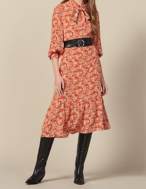 Robe Longue Imprimée En Soie
