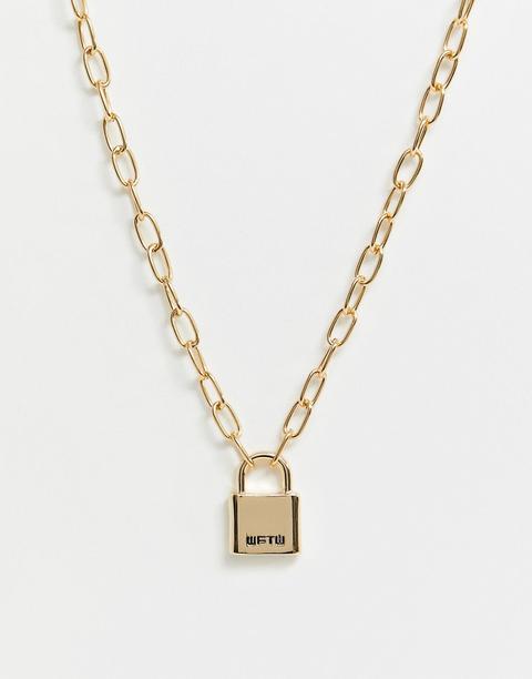 Collar Dorado Con Candado De Wftw