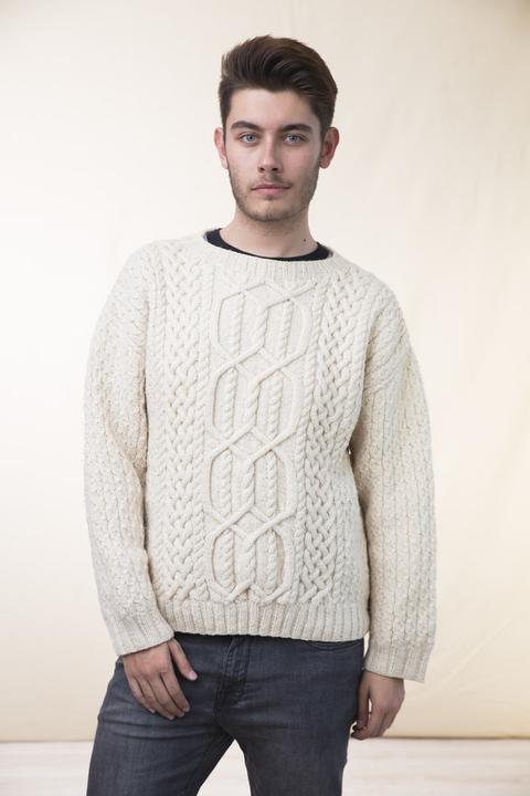 Carlow White Irish Sweater