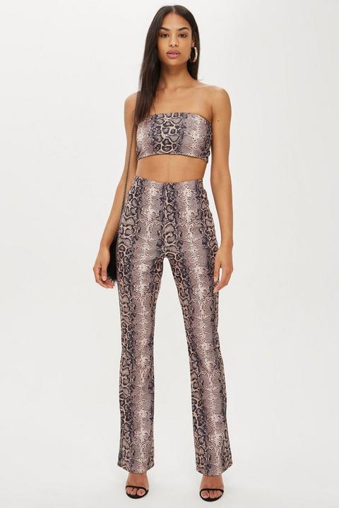 Faux Snakeskin Flare Trousers By We Own The Night