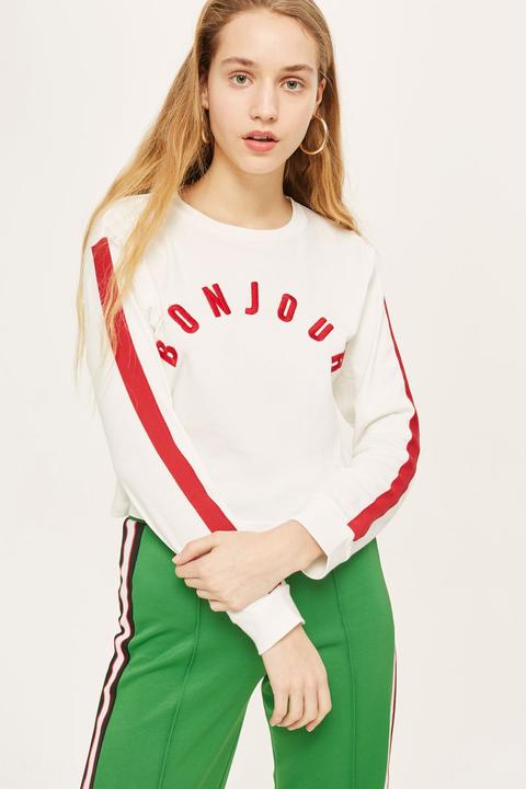 'bonjour' Long Sleeve Top