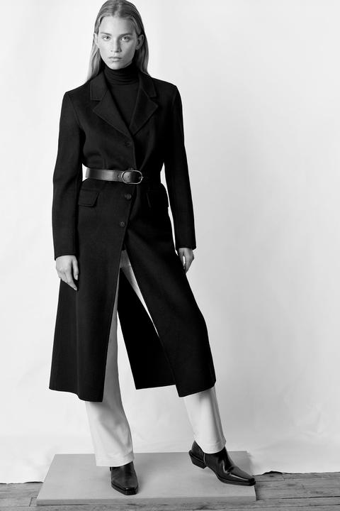 Wool Blend Coat With Belt