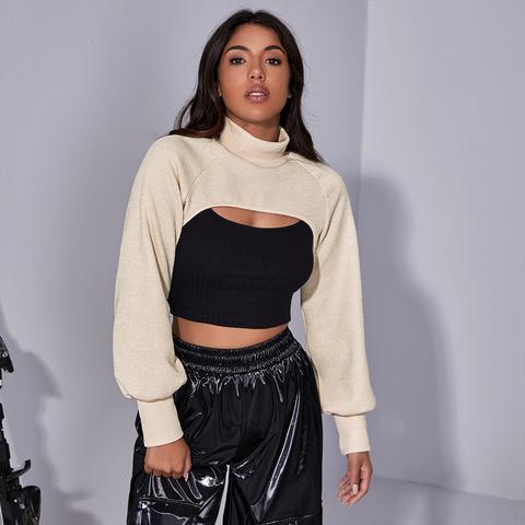 Raglan Sleeve Super Crop Top Without Camisole