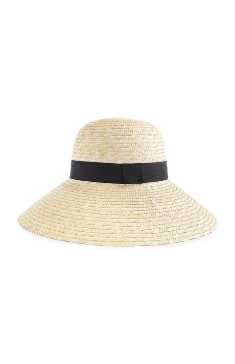 Staw Cloche Floppy Hat With Black Ribbon