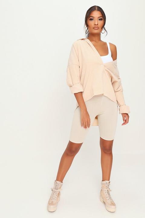 Cream Corduroy Button Front Oversized Shirt