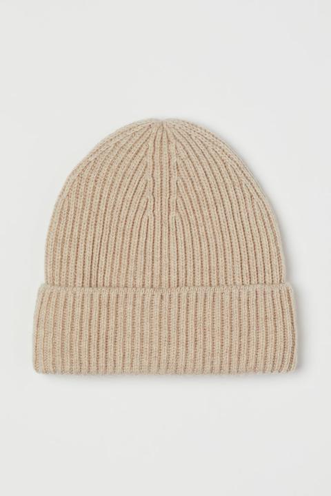 Rib-knit Hat - Beige