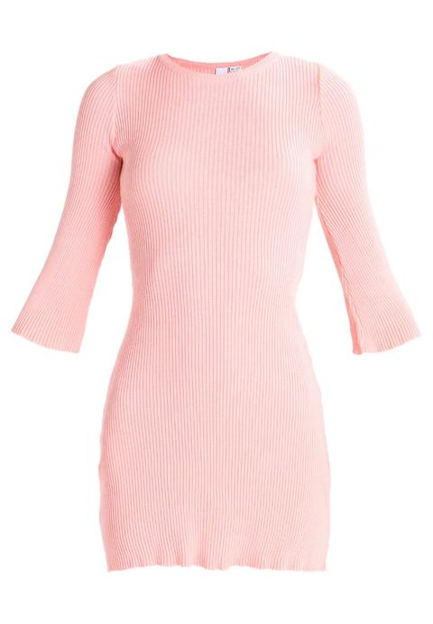 Lost Ink Fit & Flare Dress Abito In Maglia Light Pink