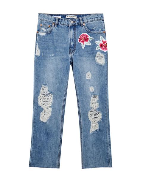 Jeans Mom Fit Toppe A Forma Di Rose