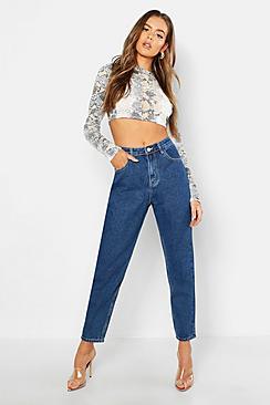 Jeans Estilo Mom Desteñidos