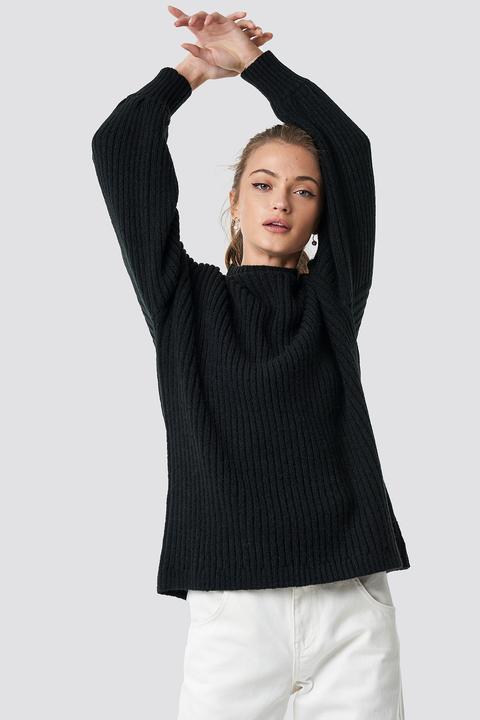 High Neck Oversize Sweater Black