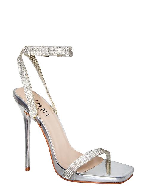 Laurel Silver Clear Diamante Square Toe Heels from Simmi Shoes on 21 Buttons