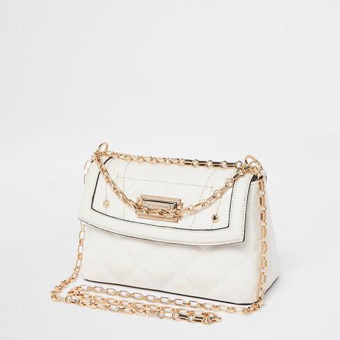 Rsd Cream Croc And Quilted Shoulder Bag