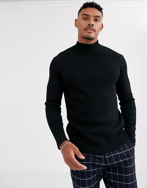 Bershka Join Life Organic Cotton Fine Knit With Turtle Neck In Black