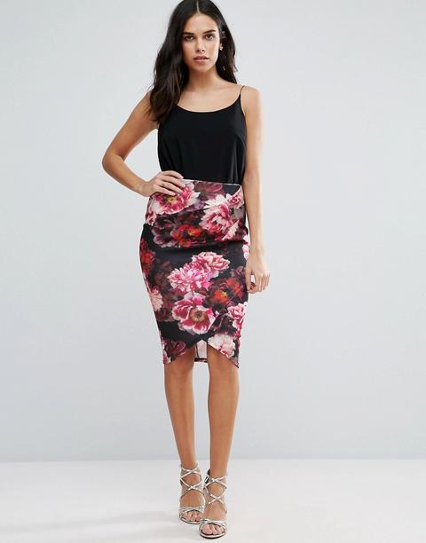 Falda De Tubo Con Falda Floral De Jessica Wright