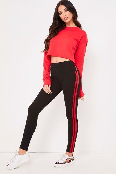 Leyla Black Red Stripe Leggings