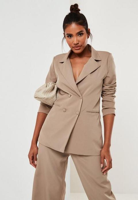 Stone Co Ord Elasticated Back Oversized Blazer, Stone