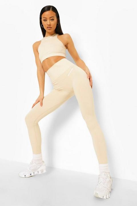 Womens Seamless Booty Enhancing Active Leggings - Beige - L, Beige