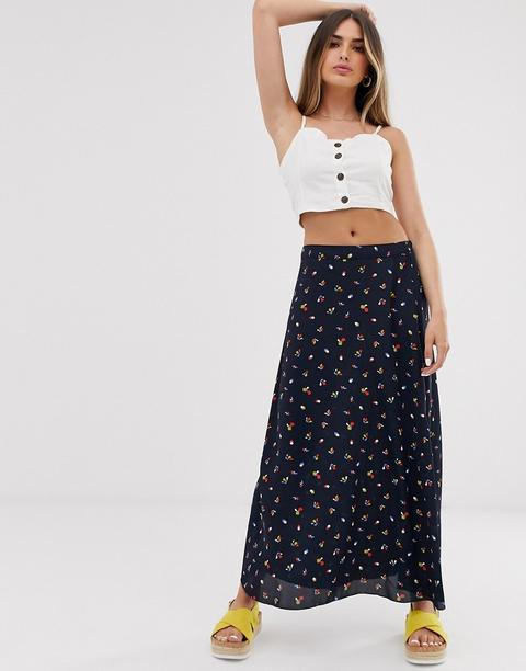 Jdy Midi Skirt In Floral Print-grey