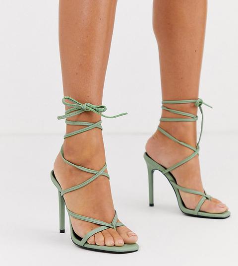 Asos Design Navigate Barely There Heeled Sandals In Mint-green