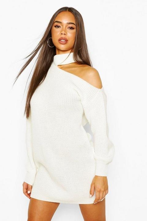 Robe Pull À Découpes - Blanc Cassé - L, Blanc Cassé