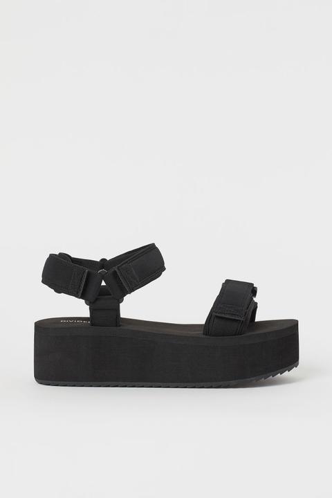 Sandalias De Plataforma - Negro