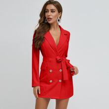 Vestido Blazer Con Cinturón Con Botones