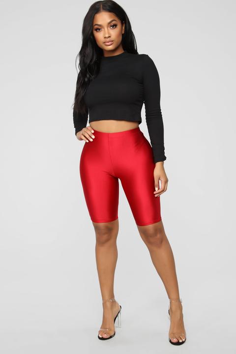 biker shorts red