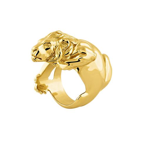 Anillo León Plata Recubierta Oro