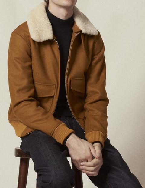 Blouson Style Aviateur Avec Col Mouton