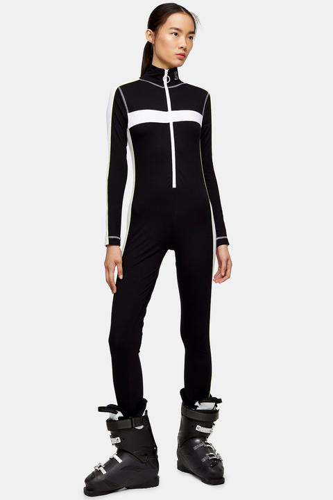 Womens **black And White All In One Jersey Ski Suit By Topshop Sno