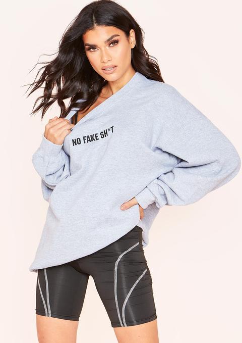 Jeena Grey No Fake Sh*t Oversized Sweatshirt